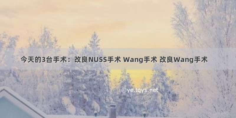 今天的3台手术：改良NUSS手术 Wang手术 改良Wang手术