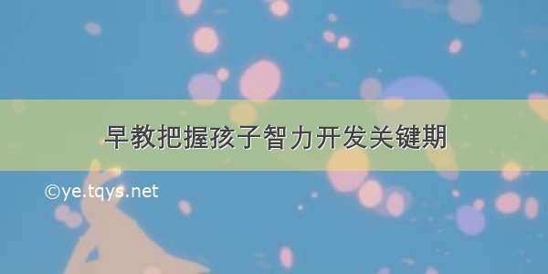 早教把握孩子智力开发关键期