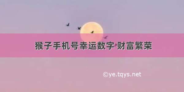  猴子手机号幸运数字 财富繁荣