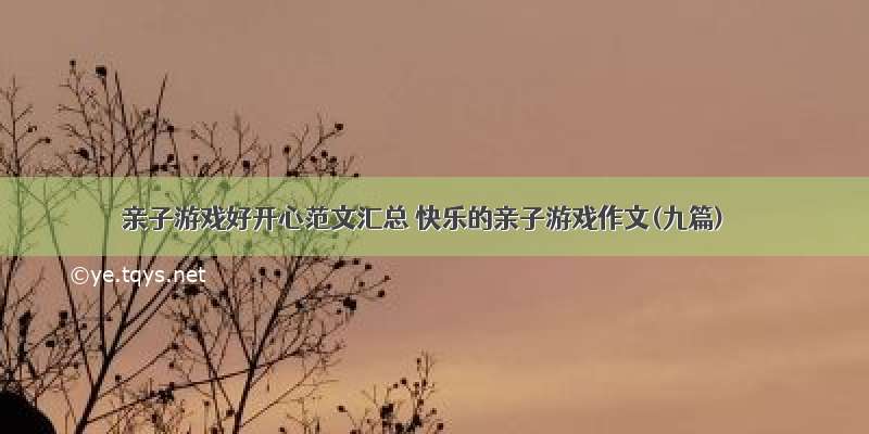 亲子游戏好开心范文汇总 快乐的亲子游戏作文(九篇)