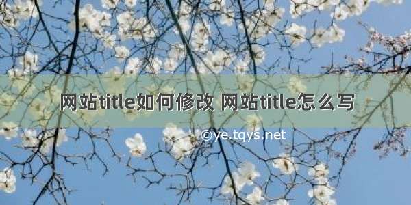 网站title如何修改 网站title怎么写