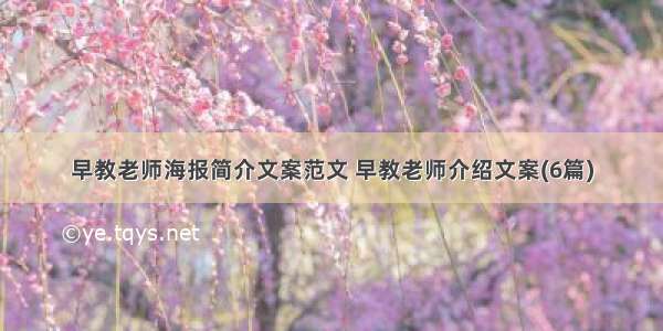 早教老师海报简介文案范文 早教老师介绍文案(6篇)