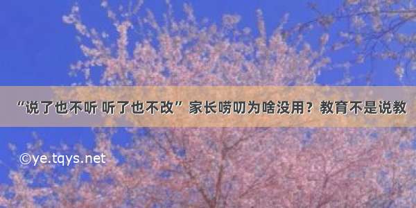 “说了也不听 听了也不改” 家长唠叨为啥没用？教育不是说教