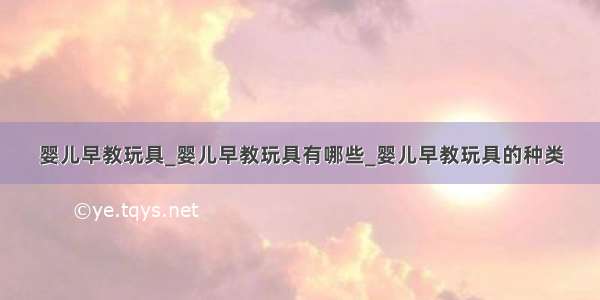 婴儿早教玩具_婴儿早教玩具有哪些_婴儿早教玩具的种类