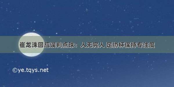 崔龙洙回应误判点球：人无完人 足协杯保持专注度