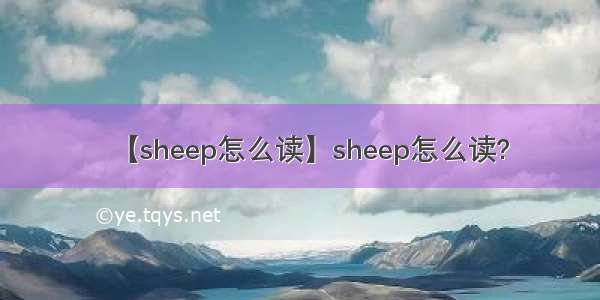 【sheep怎么读】sheep怎么读?