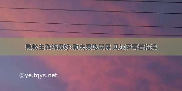 数数主教练癖好:勒夫爱吃鼻屎 贝尔萨蹲着指挥