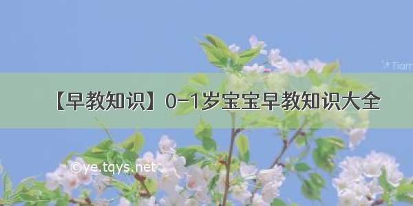 【早教知识】0-1岁宝宝早教知识大全