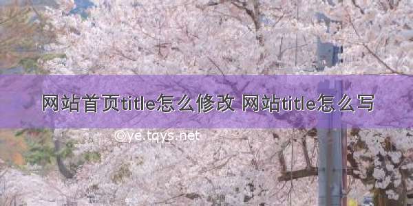 网站首页title怎么修改 网站title怎么写