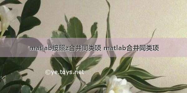 matlab按照z合并同类项 matlab合并同类项