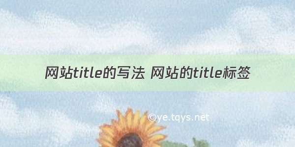 网站title的写法 网站的title标签