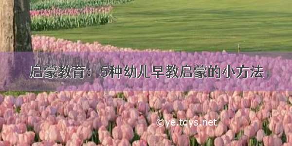 启蒙教育：5种幼儿早教启蒙的小方法