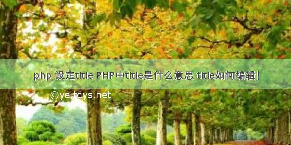 php 设定title PHP中title是什么意思 title如何编辑！