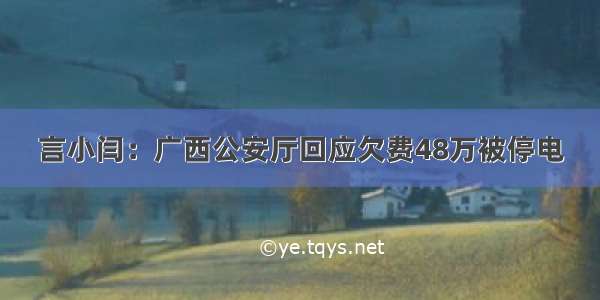 言小闫：广西公安厅回应欠费48万被停电