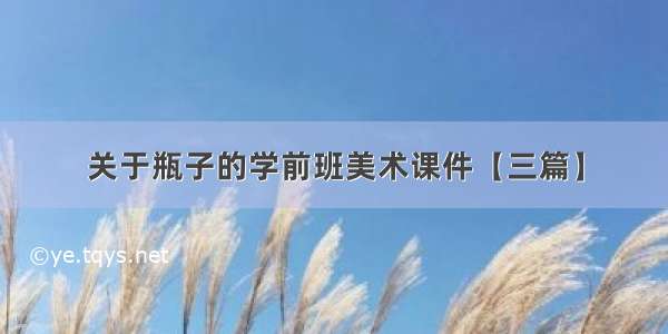 关于瓶子的学前班美术课件【三篇】