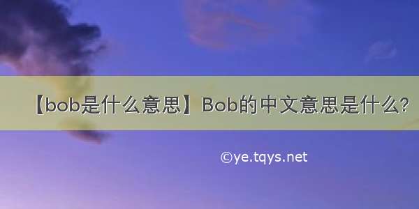 【bob是什么意思】Bob的中文意思是什么?