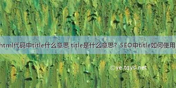 html代码中title什么意思 title是什么意思？SEO中title如何使用？