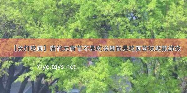 【关灯吃面】唐代元宵节不是吃汤圆而是吃面茧玩逐鼠游戏