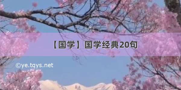 【国学】国学经典20句