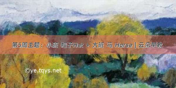 第5周主题：小班 帽子Hat + 大班 马 Horse | 云朵早教