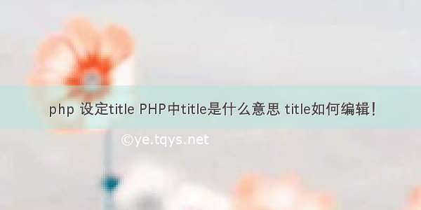 php 设定title PHP中title是什么意思 title如何编辑！