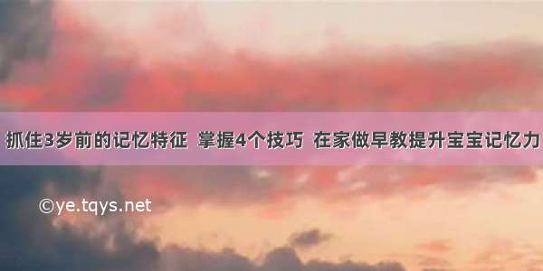 抓住3岁前的记忆特征  掌握4个技巧  在家做早教提升宝宝记忆力