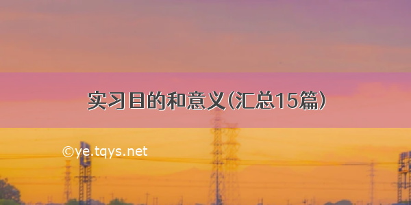 实习目的和意义(汇总15篇)