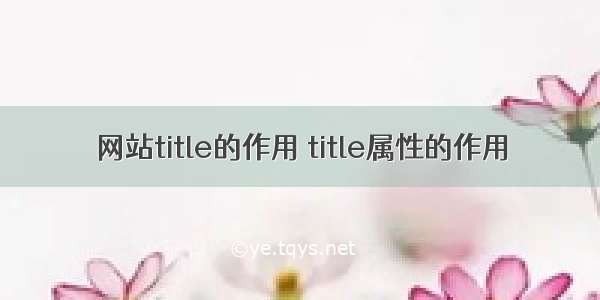 网站title的作用 title属性的作用