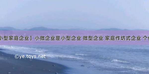 【小型家庭企业】小微企业是小型企业 微型企业 家庭作坊式企业 个体....