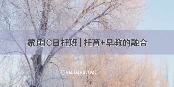 蒙氏IC日托班 | 托育+早教的融合