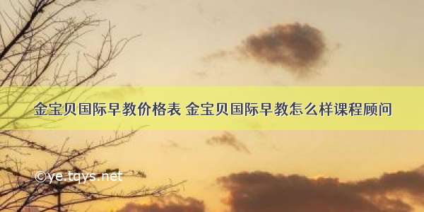 金宝贝国际早教价格表 金宝贝国际早教怎么样课程顾问