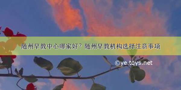 随州早教中心哪家好？随州早教机构选择注意事项