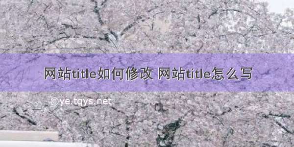 网站title如何修改 网站title怎么写