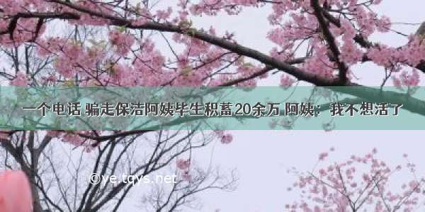 一个电话 骗走保洁阿姨毕生积蓄20余万 阿姨：我不想活了