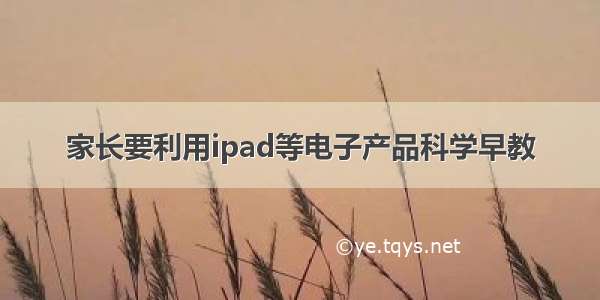 家长要利用ipad等电子产品科学早教