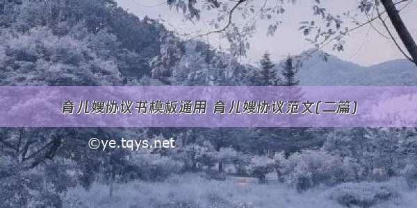 育儿嫂协议书模板通用 育儿嫂协议范文(二篇)