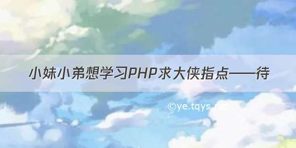 小妹小弟想学习PHP求大侠指点——待