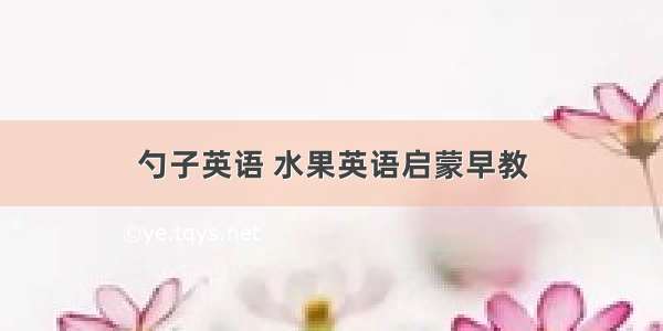 勺子英语 水果英语启蒙早教