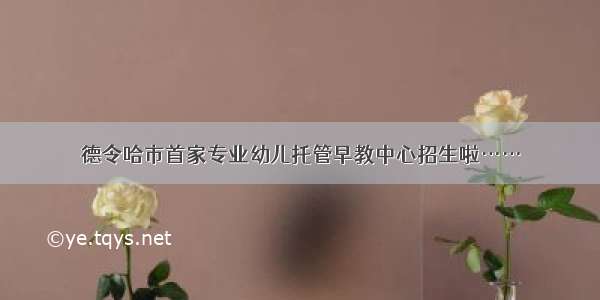 德令哈市首家专业幼儿托管早教中心招生啦……