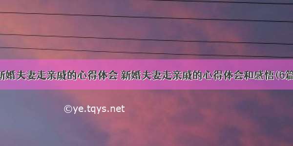 新婚夫妻走亲戚的心得体会 新婚夫妻走亲戚的心得体会和感悟(6篇)