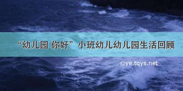 “幼儿园 你好”小班幼儿幼儿园生活回顾