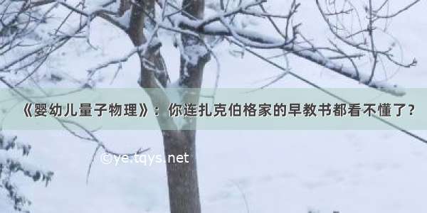 《婴幼儿量子物理》：你连扎克伯格家的早教书都看不懂了？