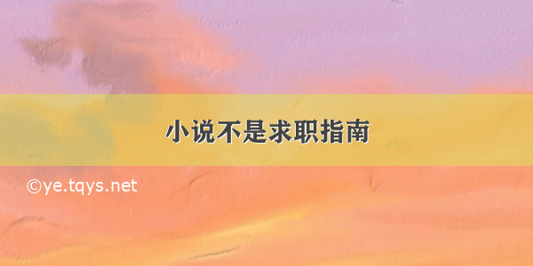 小说不是求职指南