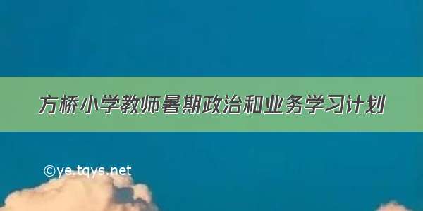 方桥小学教师暑期政治和业务学习计划