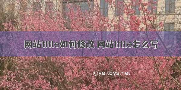 网站title如何修改 网站title怎么写