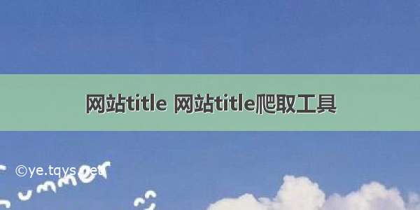 网站title 网站title爬取工具