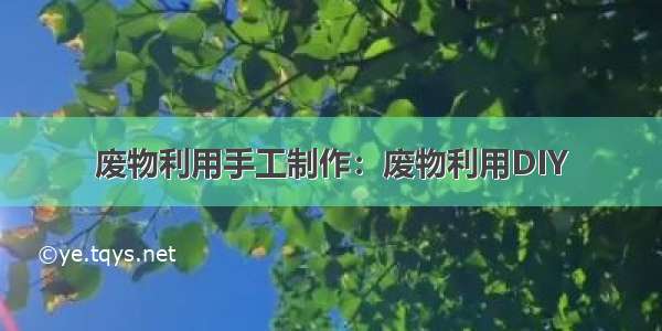 废物利用手工制作：废物利用DIY