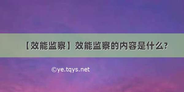 【效能监察】效能监察的内容是什么?