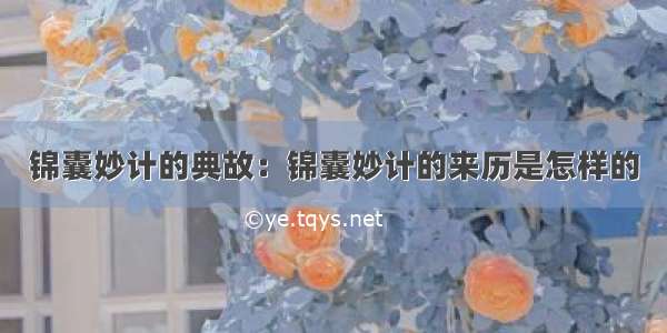 锦囊妙计的典故：锦囊妙计的来历是怎样的