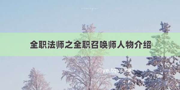 全职法师之全职召唤师人物介绍